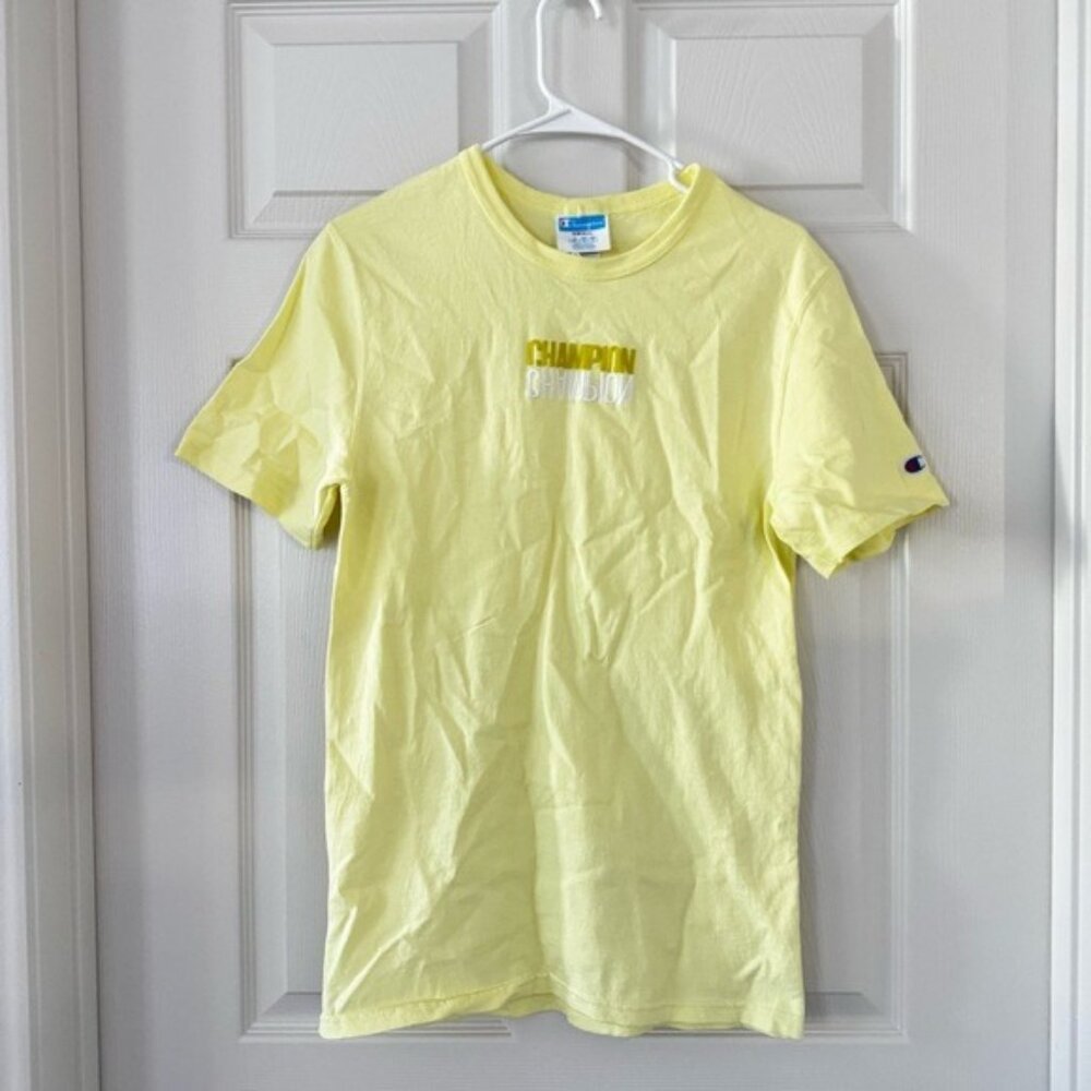 Champion Neon Yellow Graphic T-Shirt – 100% Cotton – Men’s Small / Unisex